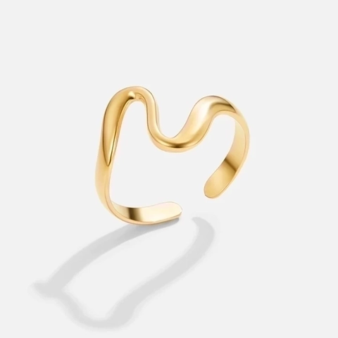 Western Fashion Schlange Unregelmäßig Geometrisch Offen Ring Damen Kupfer Vergoldet Minimalistisch Verstellbar Schmuck