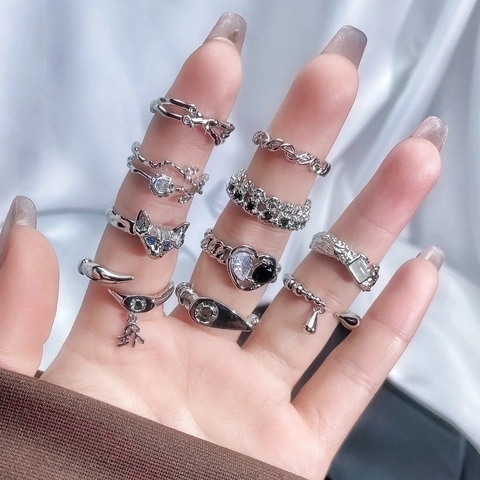 Minimalist Irregular Copper Open Ring For Women Elegant Zirconia Inlaid Adjustable Fashion Geometric Finger Ring Jewelry Accessory
