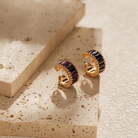 Σκουλαρίκια Ear Cuffs Σε Σχήμα C Επιχρυσωμένος Χαλκός 18K Ζιργκόν Μπαγκέτα Vintage Κοσμήματα Για Γυναίκες