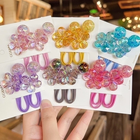 Coleteros De Flores De Camelia Irisados Elásticos Resina Acrílica Aurora Dulces Cintas Para El Pelo Para Mujeres Niñas Hecho A Mano