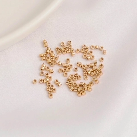 Mini Cylinder Tube Spacer Beads 14K Gold Filled Brass Tiny Seed Beads For DIY Jewelry Making Crafts Elegant