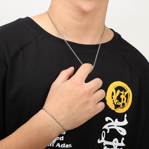 Gioielli Collana E Bracciale A Catena In Acciaio Inossidabile Minimalista Punk Streetwear Unisex Tono Argento