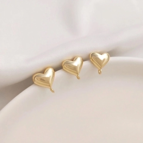 Postes De Pendientes En Forma De Corazón Con Bucle Abierto Cobre Chapado En Oro 14K Para Creación De Joyas