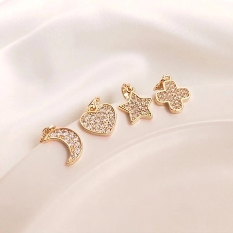 Hart Ster Maan Klaver Charmes 14K Verguld Koper Micro Ingelegd Zirkoon DIY Sieraden Maken Hangers
