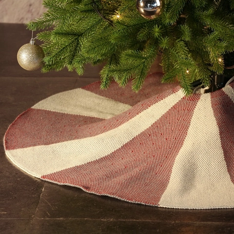 Gonna Per Albero Di Natale A Maglia Acrilico Righe Forma Ombrello Decorazione Natalizia Nastri