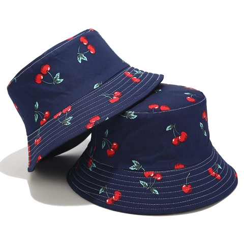 Damen Tropisches Fruchtmuster Baumwolle Anglerhut Sommer Sonnenschutz Outdoor Reise Lässige Mode Fischerhut
