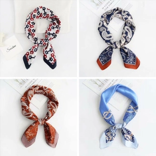 Dames Satijn Vierkante Sjaal Vintage Paisley Luipaard Zebra Streep Print Halstuch Professionele Decoratieve Hoofdsjaal