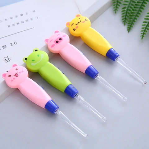 LED Luminous Earpick Ear Wax Removal Tool ABS Plastic Cartoon Animal Shape Portable Personal Care For Kids Adults