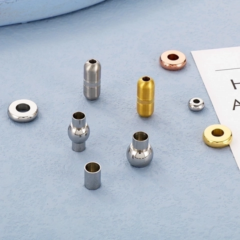 Perline Distanziatrici In Acciaio Inossidabile E Connettori Magnetici Per Creazione Di Gioielli Fai Da Te Placcato Oro 18K