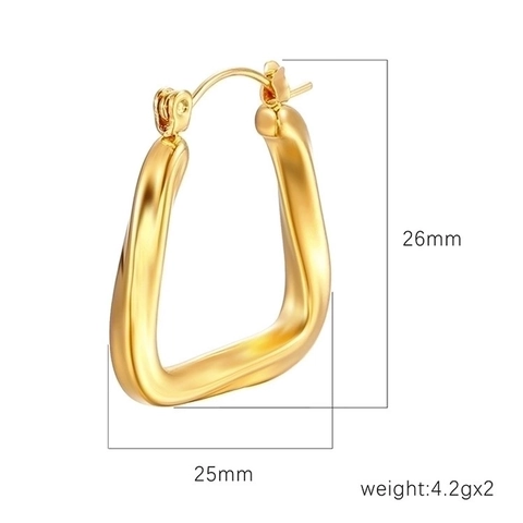 Twist Geometric Hoop Earrings Stainless Steel Minimalist Chunky Rectangle Square Dainty Vintage Gold Silver Jewelry Women