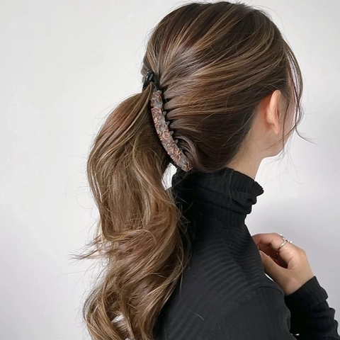 Handmade French Cellulose Acetate Banana Hair Clips Anti Slip Leopard Tortoiseshell Pattern Vertical Ponytail Holder For Women