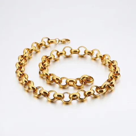 Rolo Chain Necklace 316L Stainless Steel Polished O-Ring Link Minimalist Ins Style Jewelry For Men Women Unisex Neckwear