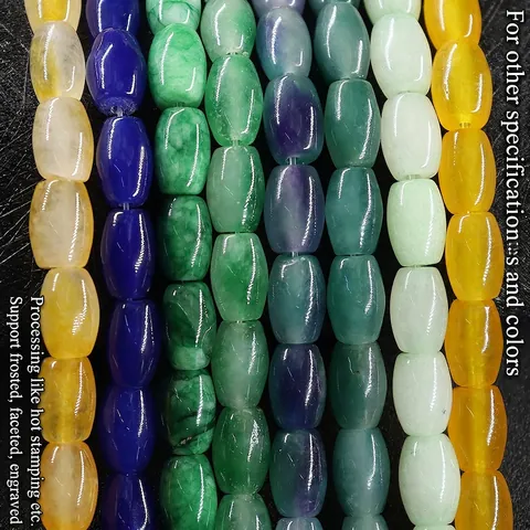 Polished Quartzite Jade Agate Loose Beads For DIY Jewelry Making Oval Gemstone Beads Multi Color Handicraft Accessories