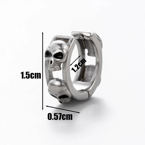 Orecchini a Cerchio Punk in Acciaio Inossidabile Per Uomo Donna Teschio Piuma Croce Motivo Geometrico Gothic Piercing Gioielli