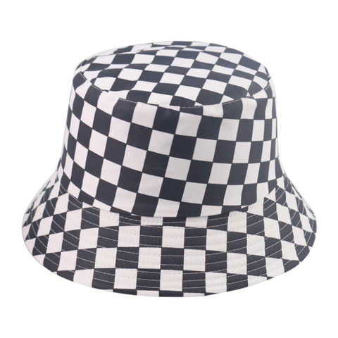 Checkerboard Bucket Hat Polyester Foldable Sun Protection Streetwear Harajuku Style For Men Women Outdoor