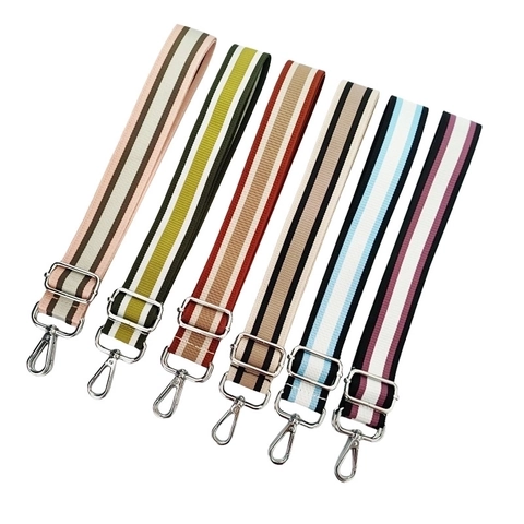 Wide Bag Strap Replacement Colorful Stripe Adjustable Shoulder Crossbody Weave Belt With Metal Swivel Hooks