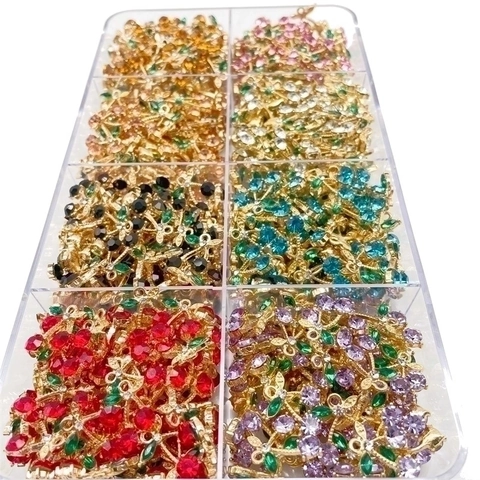 Kirsch-Anhänger Legierung Bunte Zirkon Strass Pendants Für DIY Schmuckherstellung Ohrringe Halskette Süßer Stil