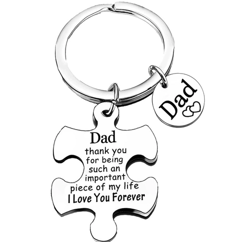 Portachiavi Puzzle In Acciaio Inossidabile Inciso Grazie Ciondolo Cuore Regalo Per Mamma Papà Festa Del Papà Madre Compleanno