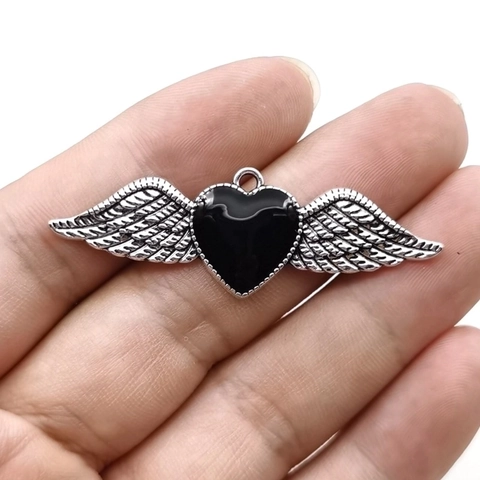 Gothic Winged Heart Pendants Alloy Retro Vintage Charms For DIY Necklace Earring Jewelry Making Accessory