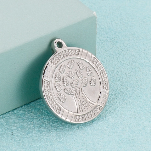 Albero Della Vita DIY Charms In Acciaio Inossidabile Pendenti Tondi Accessori Per Gioielli Stile Pendolare