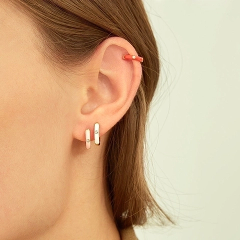 Copper Gold Plated Pink Enamel Hoop Earrings With 925 Sterling Silver Earring Post Heart Star Zircon Jewelry For Women