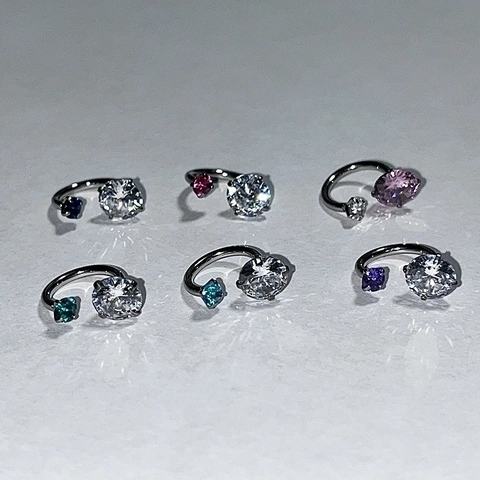 Titaniumstaal Hoefijzerring Kraakbeen Oorbel Knop Interne Schroefdraad Zirkoon Piercing Sieraden Dames Glanzend Chic Nischestijl