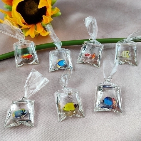 Mini Simulation Goldfish Water Bag Charms Resin Transparent Colorful Fish Pendants DIY Jewelry Accessories