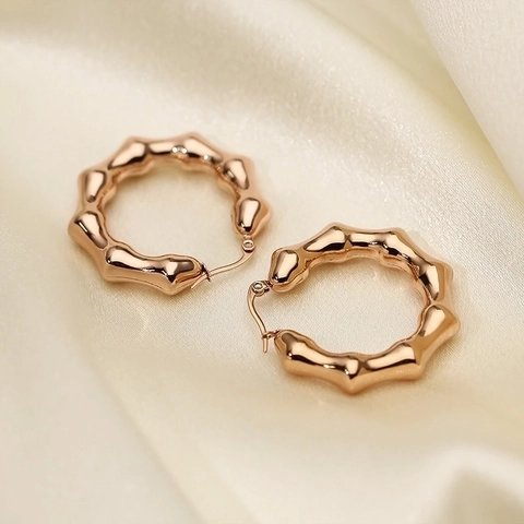 Orecchini A Cerchio In Acciaio Inossidabile Con Trama Di Bambù Cavi A Forma Di U Gioielli Di Moda Retro Per Donna