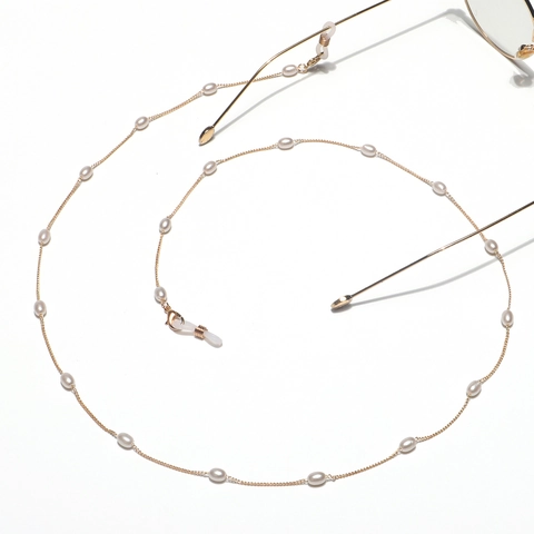 Golden Alloy Glasses Chain With Faux Artificial Pearl Elegant Eyewear Lanyard Anti Slip Sunglasses Strap Holder For Women Retro Style