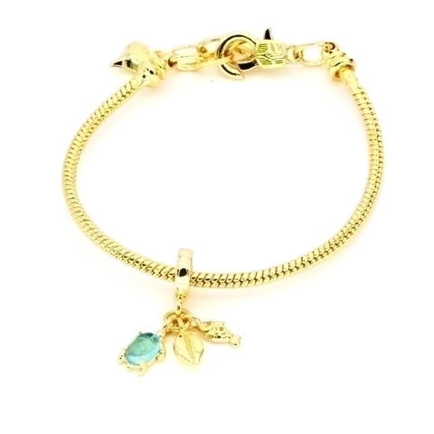 Gold Plated Copper Snake Chain Bracelet With Travel Airplane Shell Artificial Pearl Charms For Women Fashion Jewelry