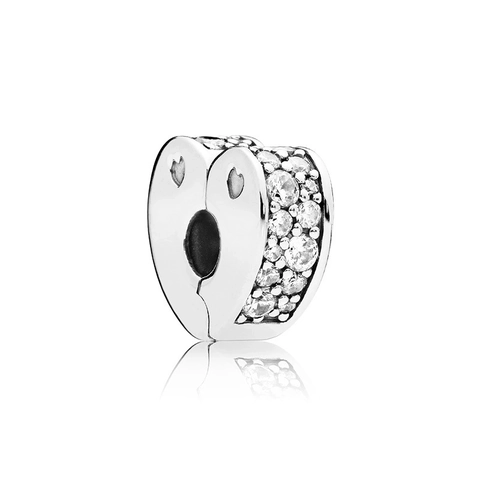 Alloy Rhinestone Heart Charm Clip Stopper Pave Crystal Bead For DIY Bracelet Jewelry Making Women Accessory Gift