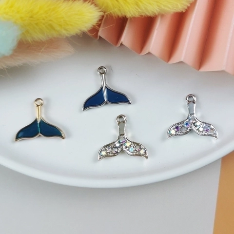 Ciondoli Coda Di Sirena Lega Smalto Strass DIY Creazione Gioielli Accessori Per Collane Bracciali Artigianali