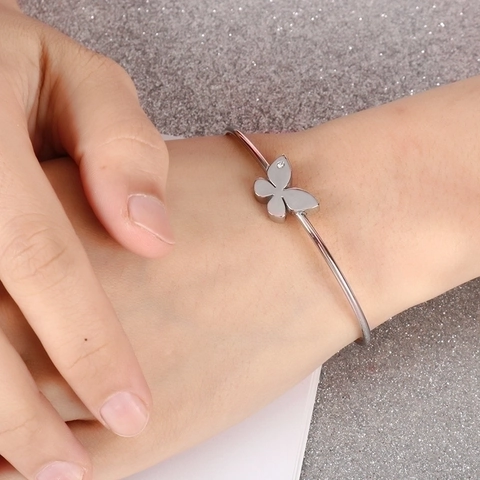 Bracciale A Farfalla In Acciaio Inossidabile Con Intarsio Di Zircone Catena Di Estensione Regolabile Gioielli Minimalisti Eleganti Da Donna