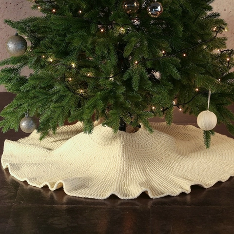 Grobe Strick Weihnachtsbaumrock Acryl Rüschen Rund Bodenmatte Mit Schleifen Für Feiertagsdekoration