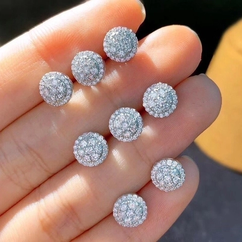 Runde Cluster Ohrstecker Kupfer Zirkon Funkelnd Elegant Mode Schmuck Für Frauen Klassische Piercing Accessoires