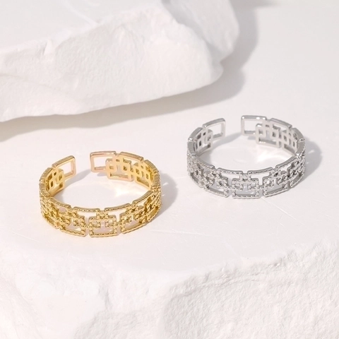 Anello Aperto Geometrico Cavo Minimalista In Acciaio Inossidabile Regolabile Stile Vintage Francese Gioielli Per Donne