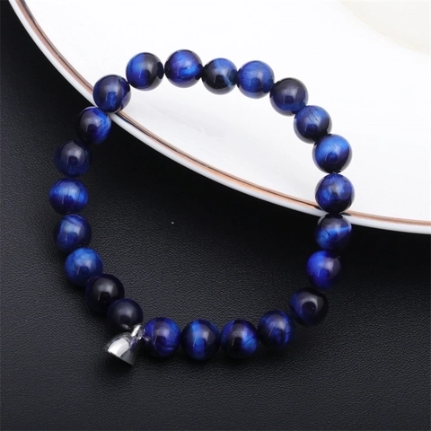 Bracciali Coppia Attrazione Magnetica Cuore Pietra Occhio Di Tigre Naturale Perle Di Lava Gioielli Regalo Amanti