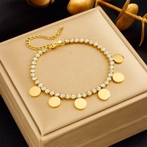 Stainless Steel Double Layer Charm Bracelet Evil Eye Butterfly Moon Star Pendants For Women Fashion Elegant Jewelry