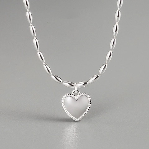 Collana Con Pendente A Cuore In Argento Sterling 925 Catena Clavicola Con Perline Minimalista Gioielli Donna