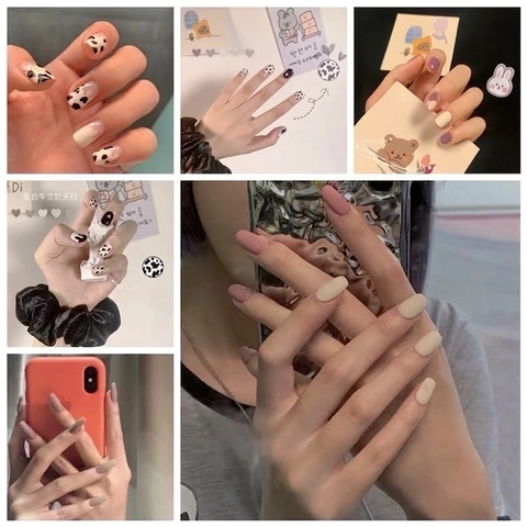 Waterproof Matte Nail Stickers Cow Print Contrast Color Mixed Patterns DIY Manicure Art For Women Girls
