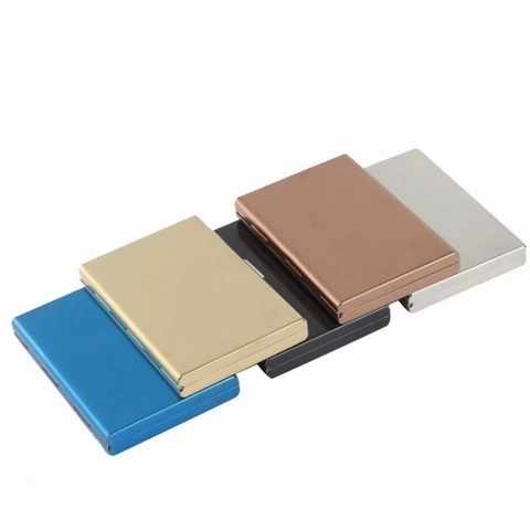 Stainless Steel RFID Blocking Credit Card Holder Metal Slim Wallet Business Card Case For Men Women Matte Finish Minimalist