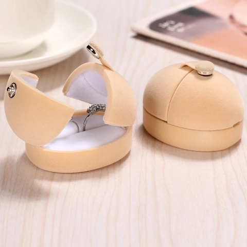 Velvet Ring Jewelry Box Double Opening Dome Shape Proposal Wedding Engagement Storage Case For Couples