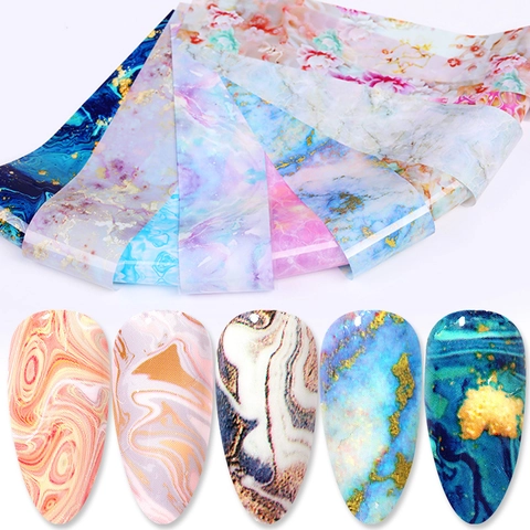 Adesivi Per Trasferimento Unghie Motivo Marmo Cielo Stellato Colorato Manicure Decorazione Per Donne Professionale Fai Da Te