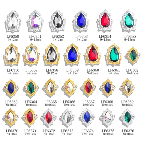 Ciondoli Per Nail Art Lega Cristallo K9 Strass Goccia Marquise Vintage Placcato Oro Argento Accessori Manicure Fai Da Te