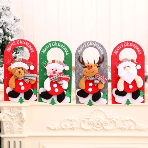 Christmas Door Hanger Hanging Ornament Felt Non-woven Cartoon Santa Snowman Reindeer Bear 3D Home Festive Decoration