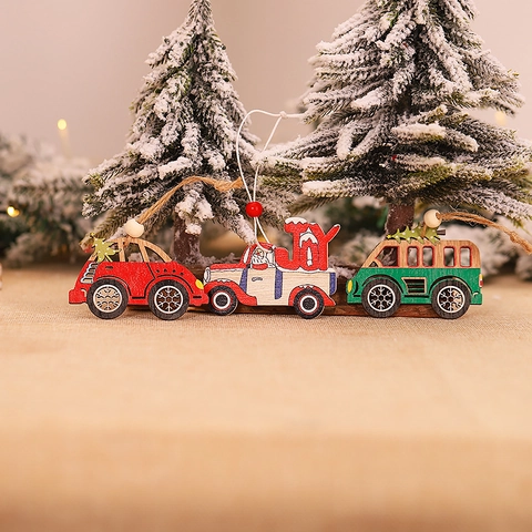 Ornamenti Appesi Albero Di Natale In Legno Forma Auto Camion Camper Stampato Merry Joy Peace Decorazione Festiva Festa