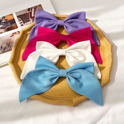 Large Double Layer Fabric Bow Hair Clip For Women Elegant Oversized Satin Ribbon Barrette Spring Back Head Accessories