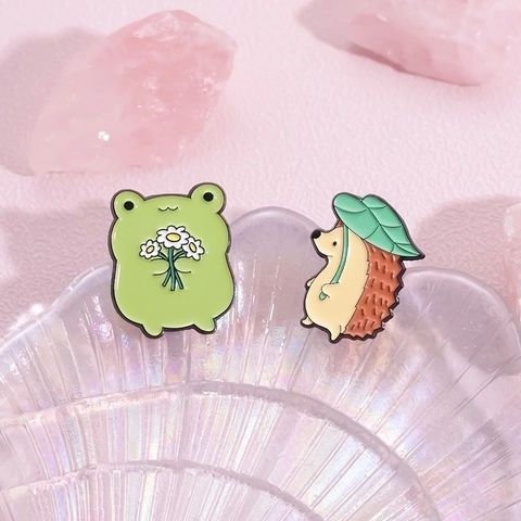 Cartoon Tier Emaille Brosche Pin Legierung Frosch Hase Igel Gans Abzeichen Schmuck Für Rucksack Kleidung Deko Damen Herren
