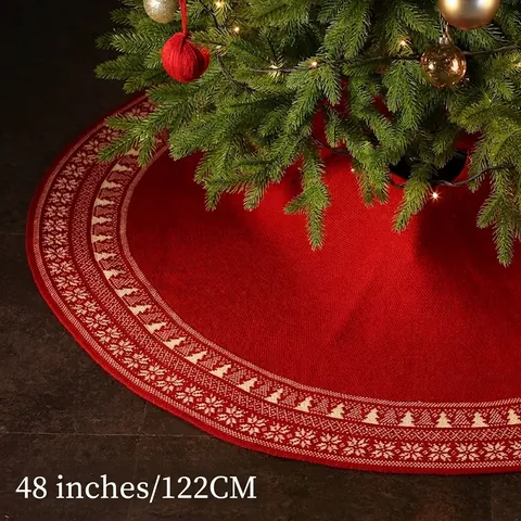 Gonna Per Albero Di Natale In Acrilico Lavorato A Maglia Jacquard Motivo Fiocco Di Neve Pino Decorazione Nordica