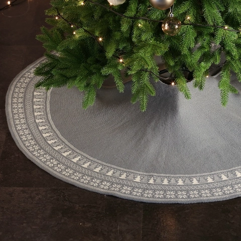 Jupe De Sapin De Noël En Acrylique Tricoté Jacquard Motif Flocon De Neige Sapin Décoration De Fête Nordique